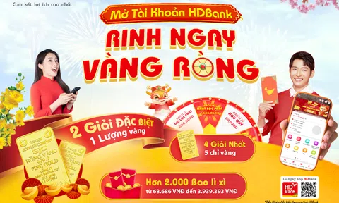 Bất ngờ trúng 1 lượng vàng SJC khi mở tài khoản HDBank
